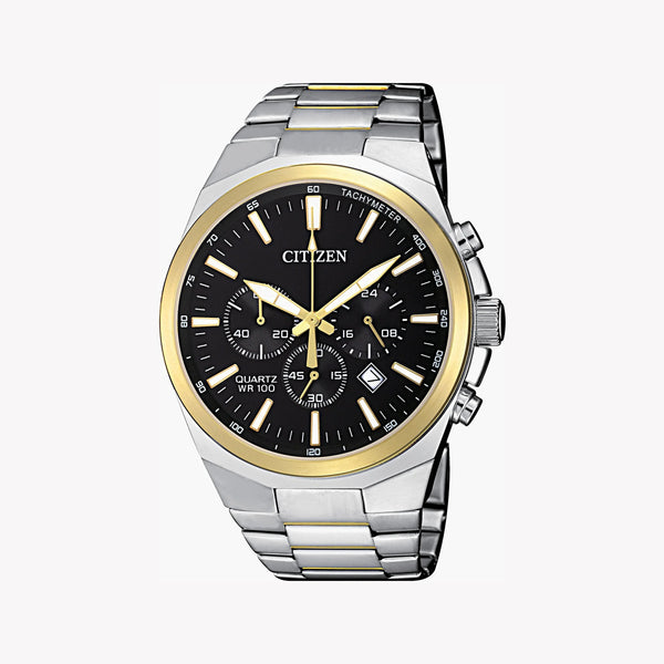 Citizen An8174-58e - Elegant Gold Chronograph Men's Watch With Stainless Steel BAnd and Black Dial by i-watch