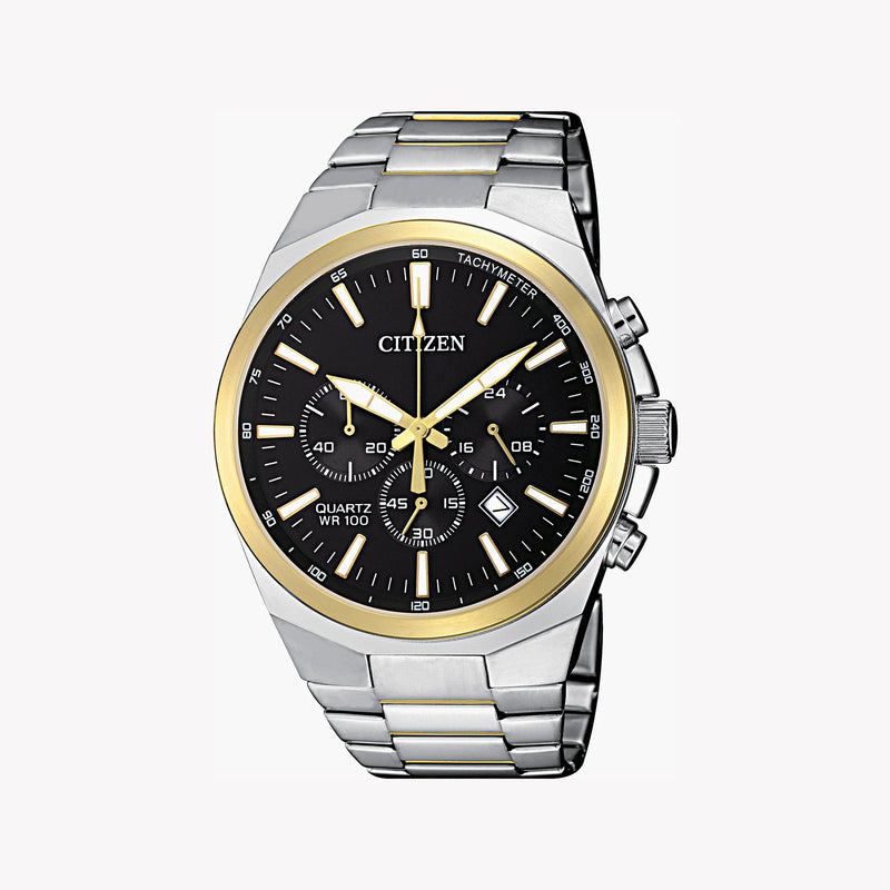 Citizen An8174-58e - Elegant Gold Chronograph Men's Watch With Stainless Steel BAnd and Black Dial by i-watch