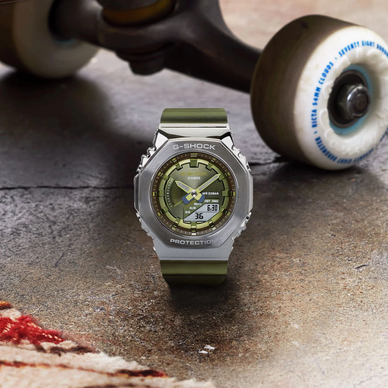 Casio G-Shock Men's Silver & Green Watch, Resin & Steel | Gm-S2100-3aer by i-watch