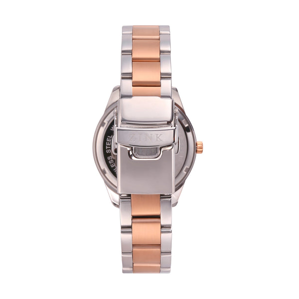 Zink Women's Watch With Silver & Rose Gold Stainless Steel Case And Silver & Gold Stainless Steel Band by i-watch
