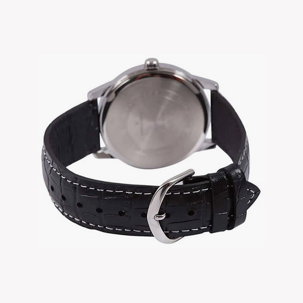Mtp Men's Silver Alloy Watch, Black Leather Strap | Mtp-1303pl-1a by i-watch