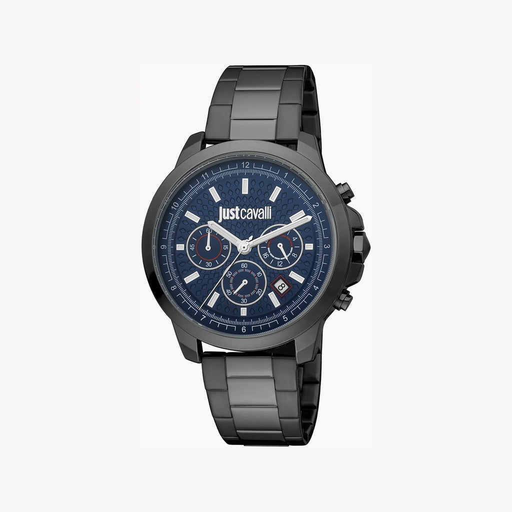JUST CAVALLI JC1G178M0075 MEN'S ELEGANT TIMEPIECE - BLACK STAINLESS STEEL & BLUE DIAL
