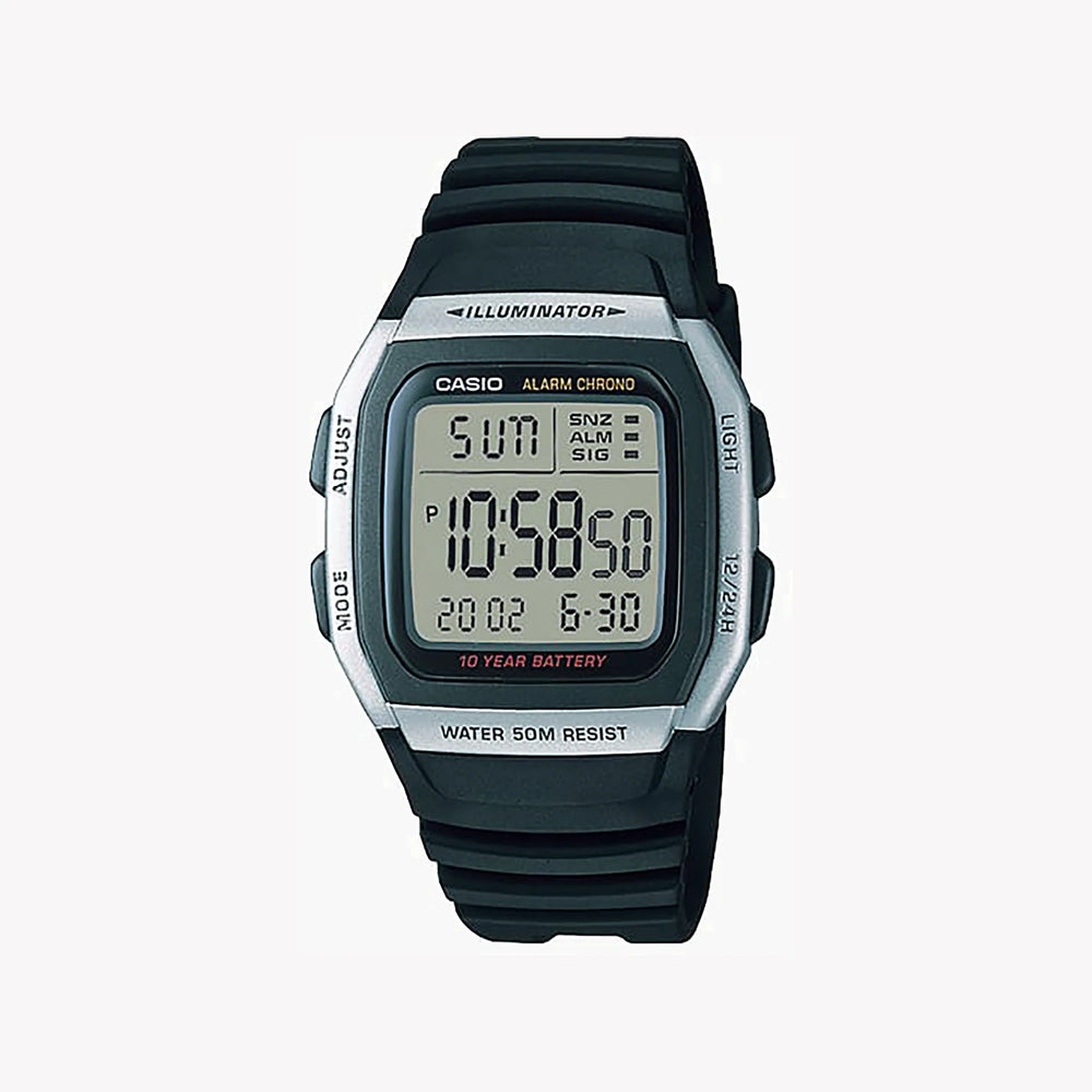 Casio Unisex Silver Resin Watch, Black Dial | W-96h-1avdf by i-watch