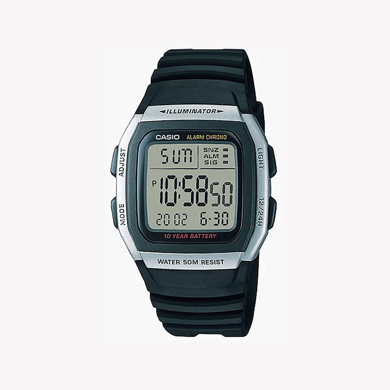 Casio Unisex Silver Resin Watch, Black Dial | W-96h-1avdf by i-watch
