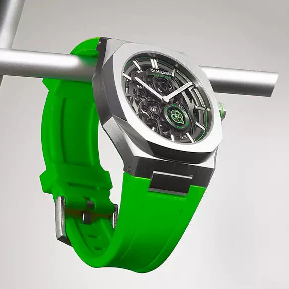D1 MILANO Men's Grey Stainless Steel, Green Silicone | D1-SKRJ15 by i-watch