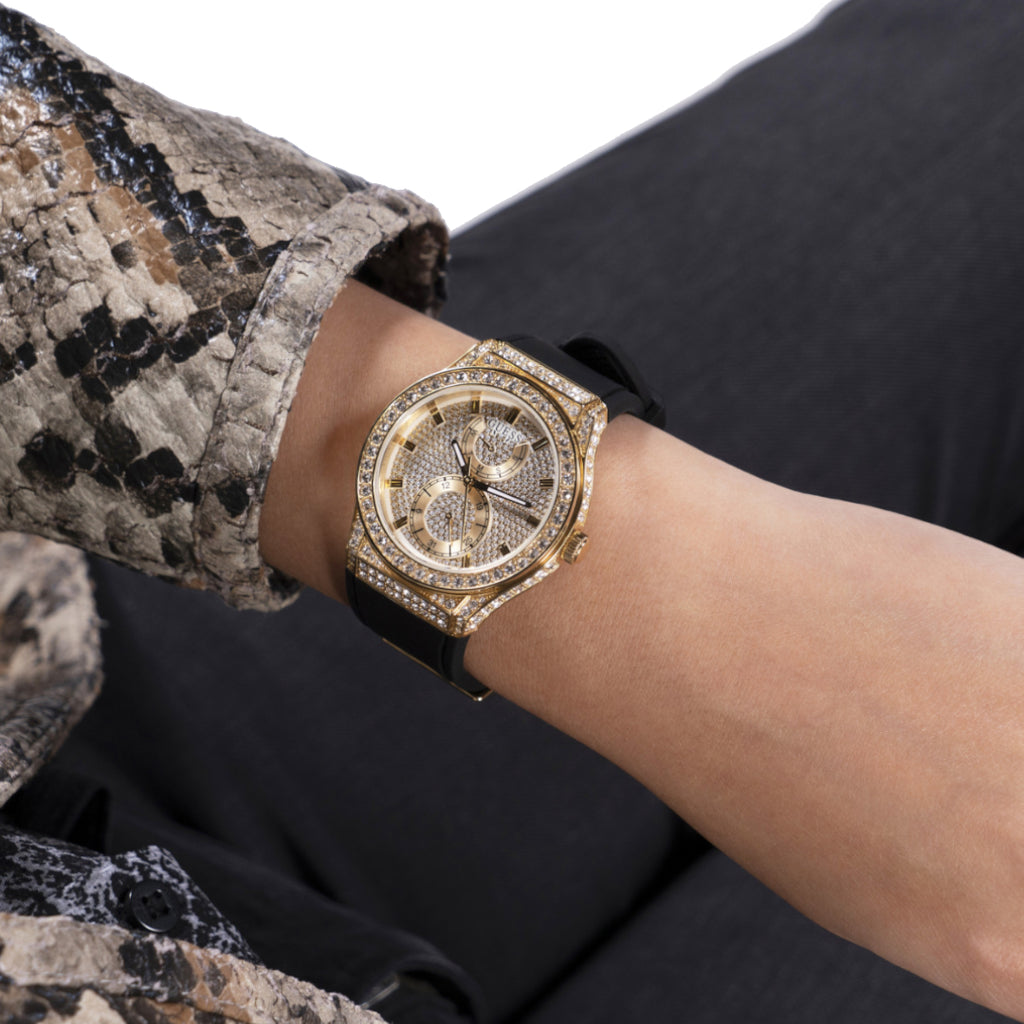 GUESS GW0439L2 - CHIC SOPHISTICATION WOMEN'S WATCH WITH GOLD DIAL & BLACK RUBBER BAND-i-Watch-4