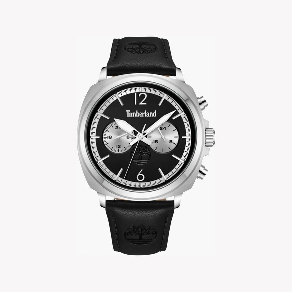 Timberland Men's Silver Stainless Steel, Black Leather | Tdwgf0028202 by i-watch