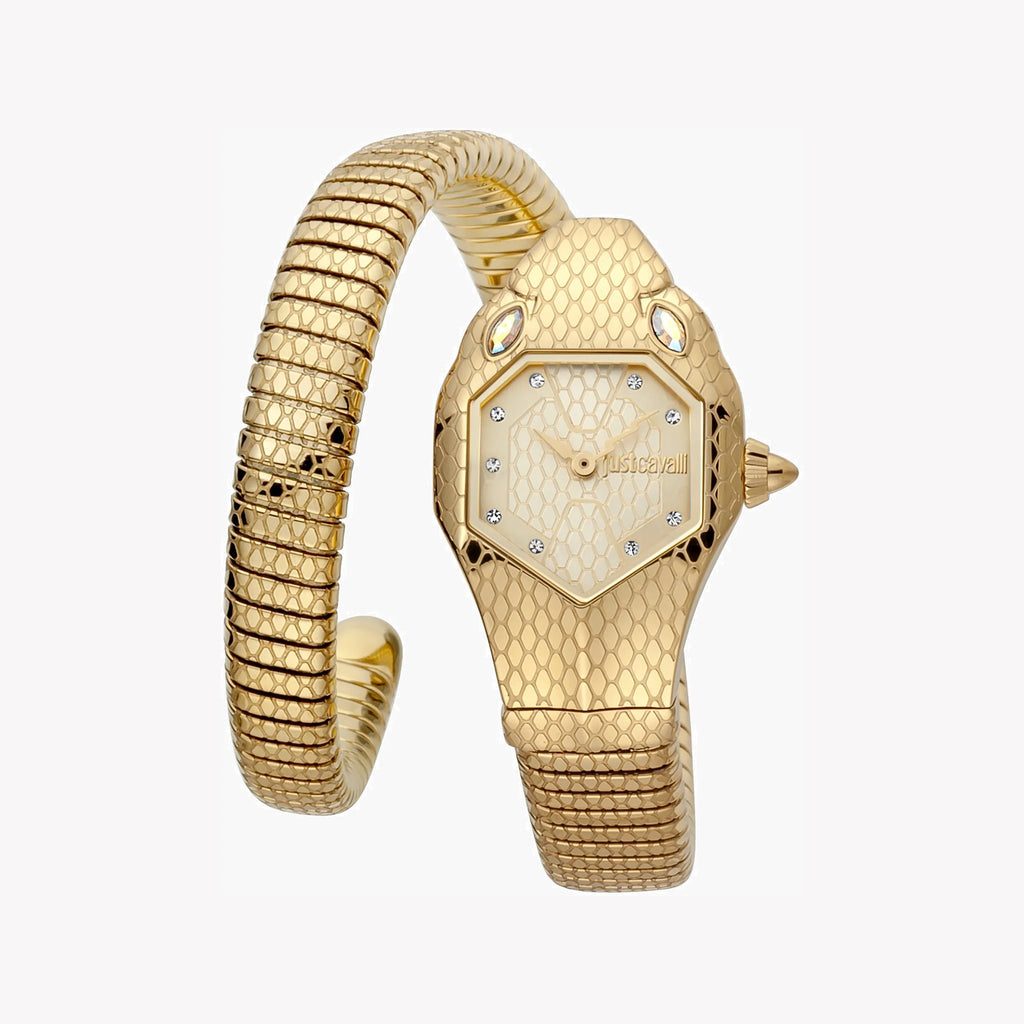 JUST CAVALLI Women's Watch with Gold Stainless Steel Case and Gold Stainless Steel Band