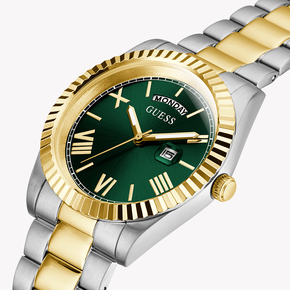 GUESS GW0265G8 - BOLD ADVANTAGE MEN'S TIMEPIECE with Green Dial & Gold/Silver Stainless Steel Band-i-Watch-4