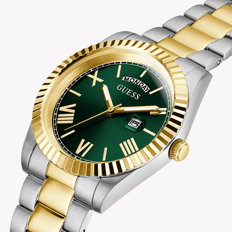 Guess Men's Gold/Silver Watch, Green Dial | Gw0265g8 by i-watch