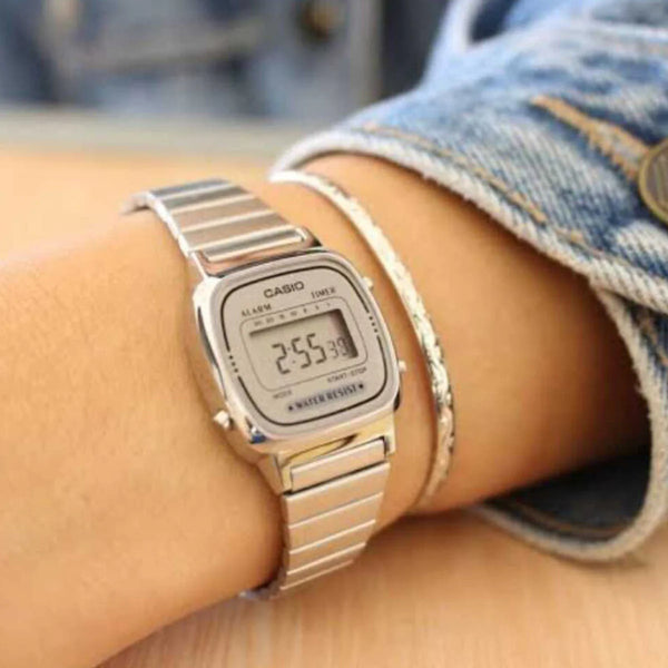 Casio Women's Silver Stainless Steel, Resin Case | La-670wa-7df by i-watch