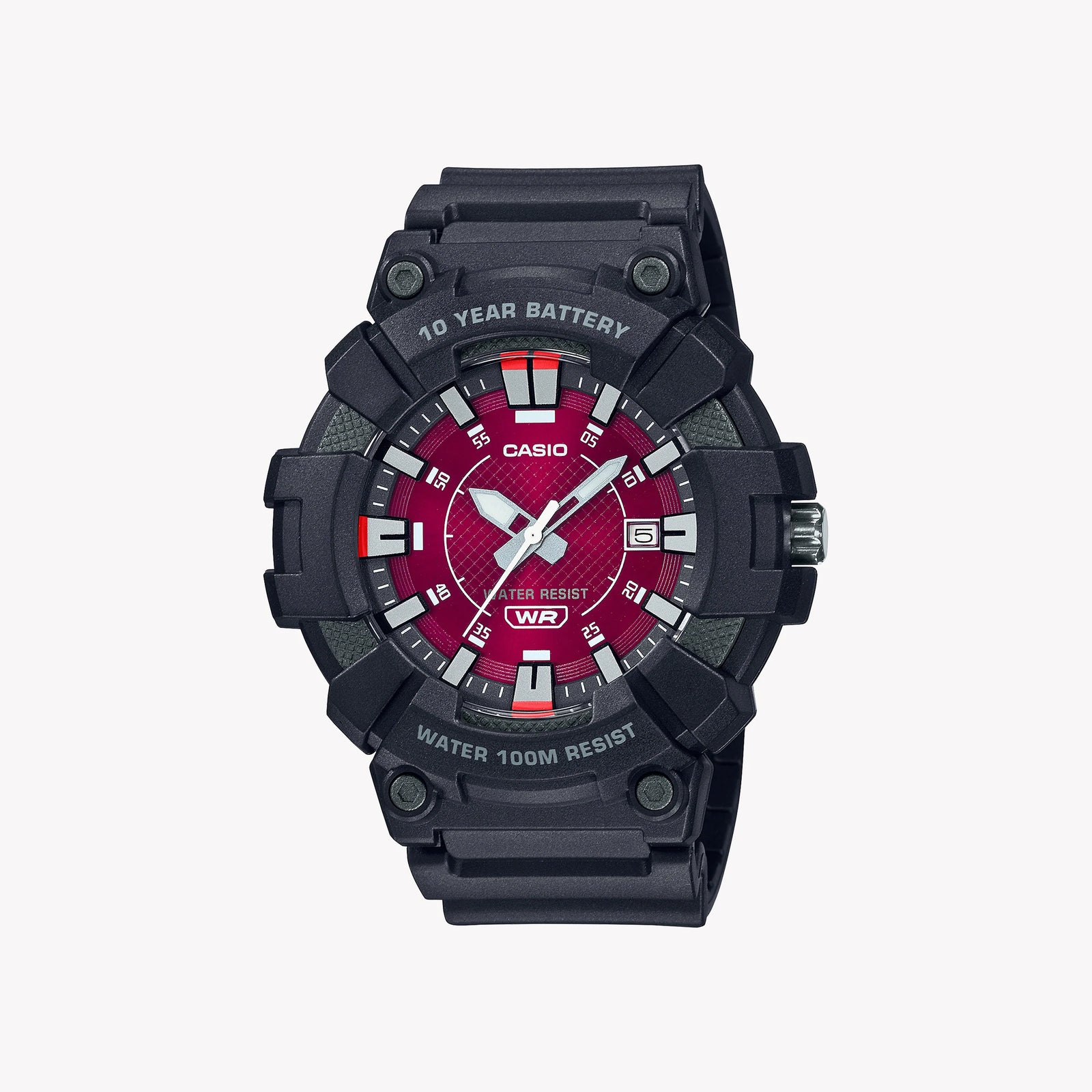 Casio Men's Black Resin Watch, Magenta Dial | Mw-610h-4av by i-watch