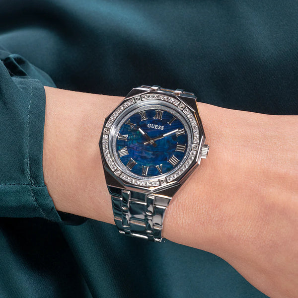 Guess Women's Silver Stainless Steel, Blue Dial | Gw0770l1 by i-watch