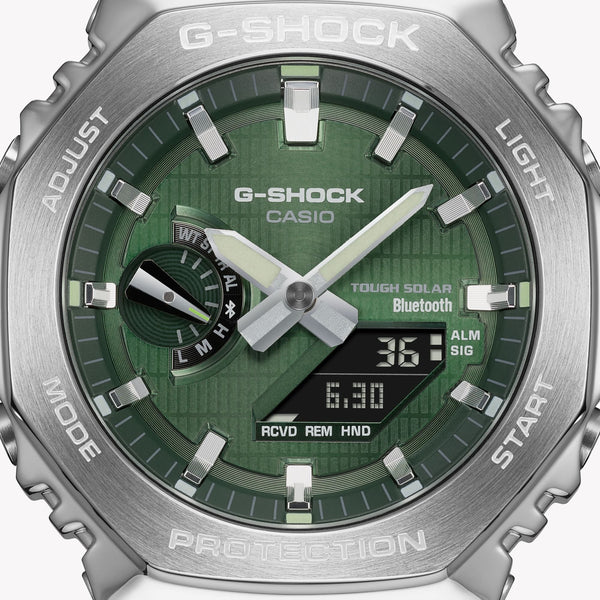 Casio G-Shock Men's Silver & Green Watch, Resin Band | Gbm-2100a-1a3er by i-watch