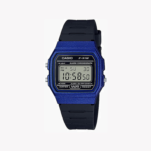 Montre numérique bleue pour homme Casio F-91WM-2A