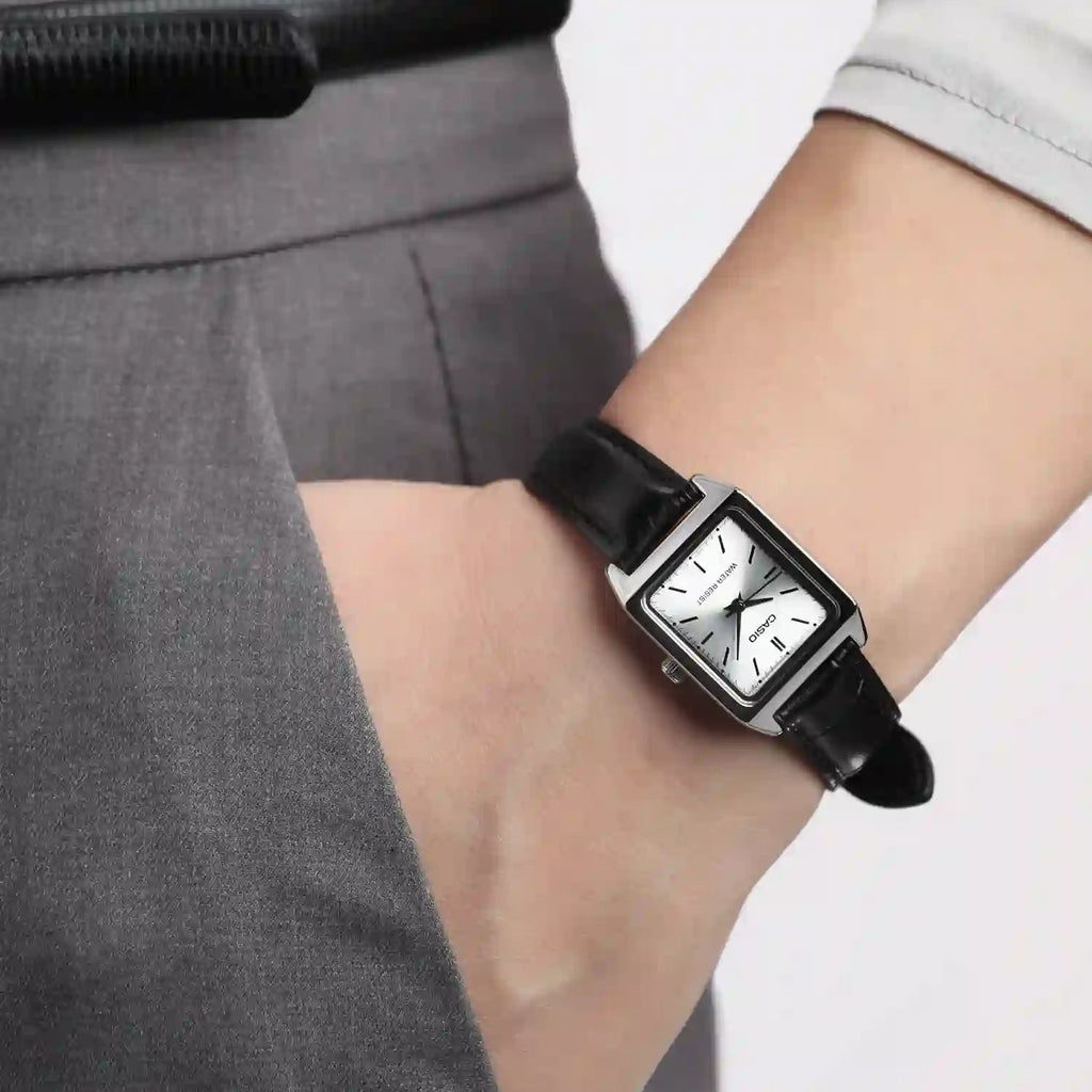 CASIO LTP-V007L-7E1UDF SPORTY ELEGANCE - TIMELESS WOMEN'S LEATHER WATCH with Silver Case & White Dial-i-Watch-2