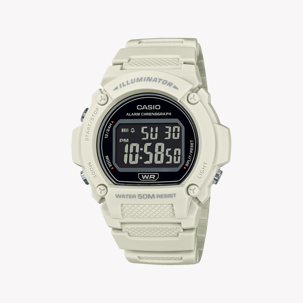 Casio Men's White Resin Watch, Digital Display | W-219hc-8bv by i-watch