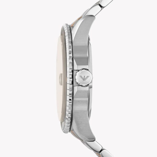 Emporio Armani Men's Silver/Rose Gold Watch, Brown Dial | Ar11340 by i-watch