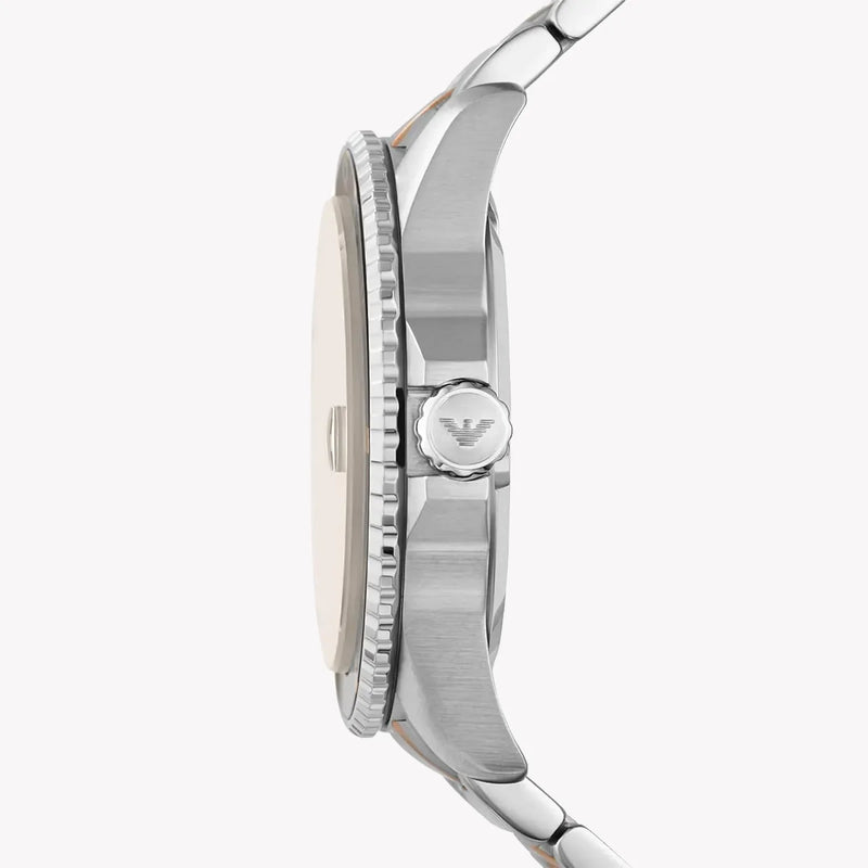 Emporio Armani Men's Silver/Rose Gold Watch, Brown Dial | Ar11340 by i-watch