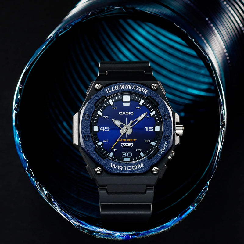 Casio Men's Black Resin Watch, Blue Dial | Mw-620h-2avdf by i-watch
