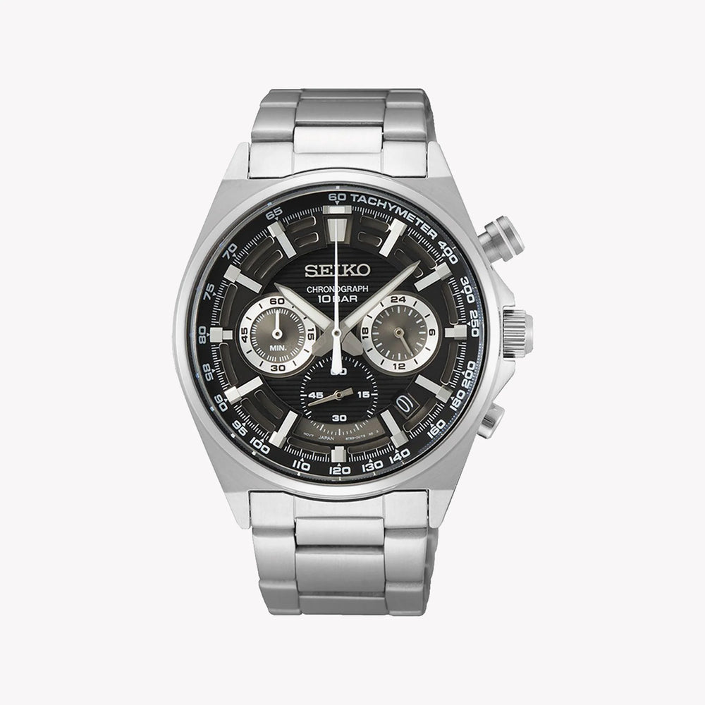 Seiko Men's Silver Watch, Black Dial | Ssb397p1 by i-watch