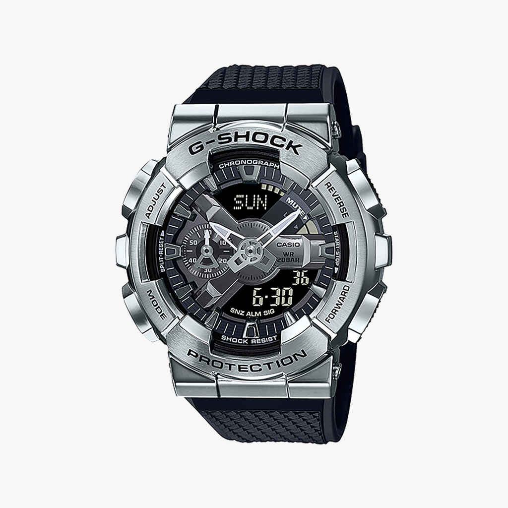 CASIO G-SHOCK GM-110-1ADR - ADVENTURE AWAITS MEN'S SPORTY TIMEPIECE WITH SILVER CASE & BLACK BAND