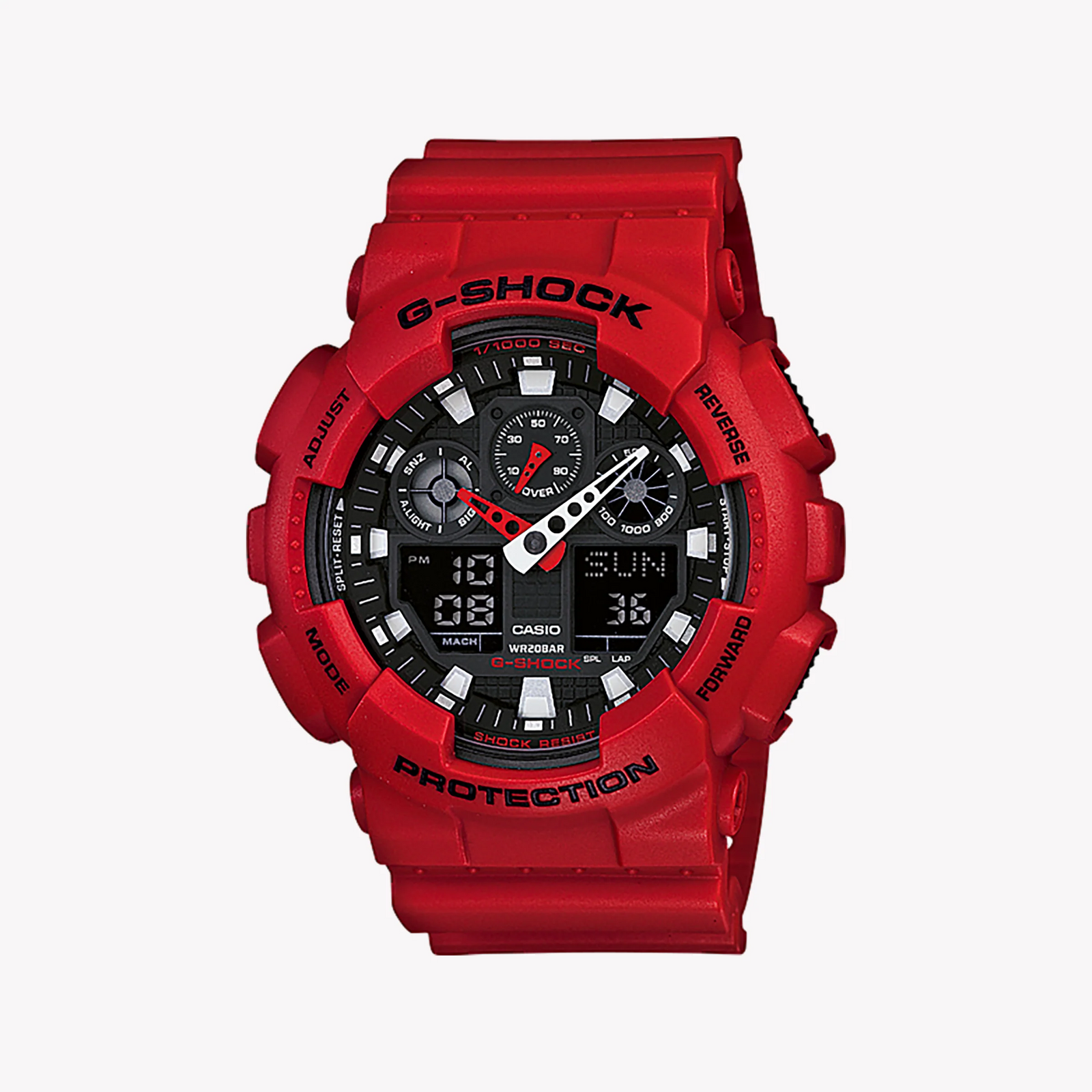 Casio G-Shock Ga-100b-4adr - Bold Adventurer Series Men's Watch With Vibrant Red Resin BAnd and Sleek Black Dial by i-watch
