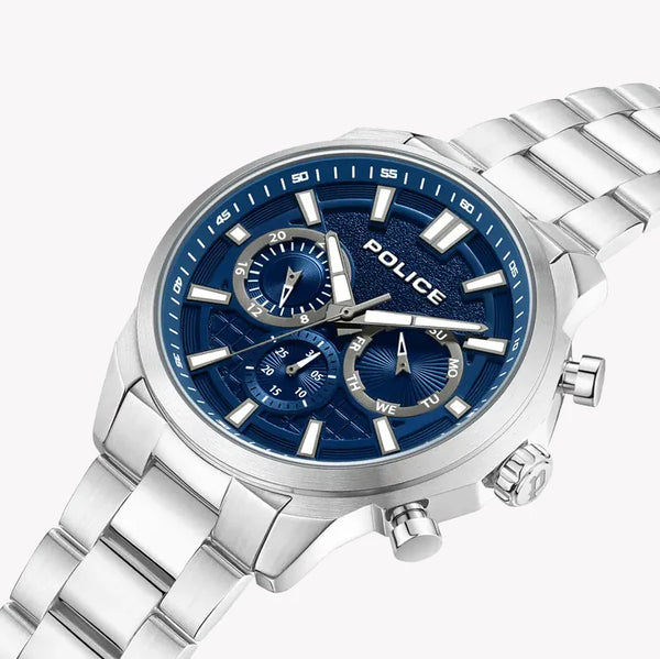 Police Men's Silver Stainless Steel, Blue Dial | Pewjk0021004 by i-watch