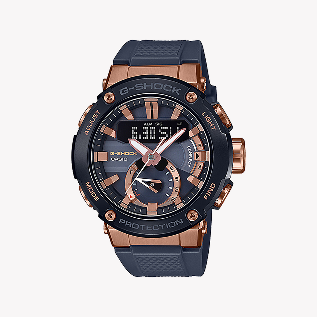 CASIO G-SHOCK GST-B200G-2ADR - BOLD ELEGANCE MEN'S WATCH WITH ROSE GOLD & BLACk RESIN BAND