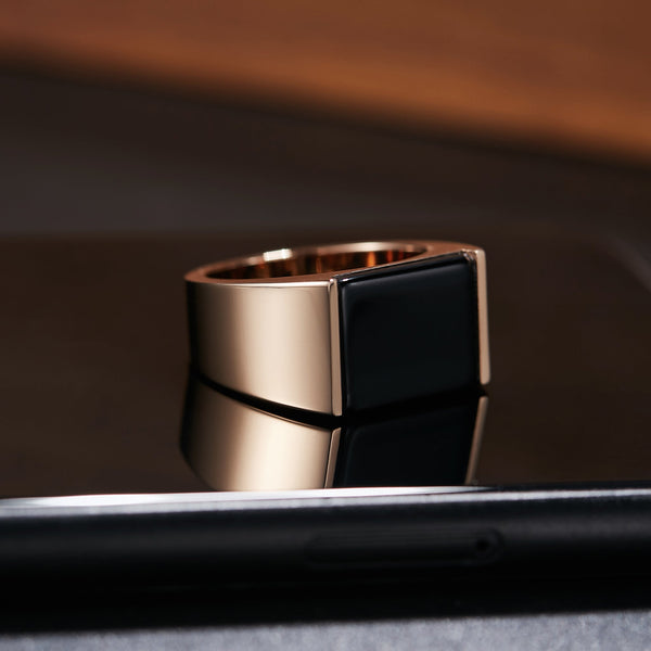 Zink Men's Rose Gold & Black Stainless Steel Ring | Zjrg039rg