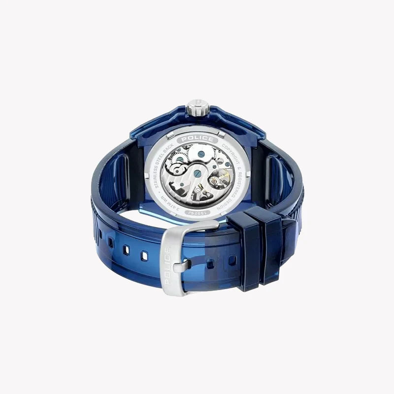 Police Men's Blue Rubber Watch, Silver Dial | P15924jpbl48p by i-watch