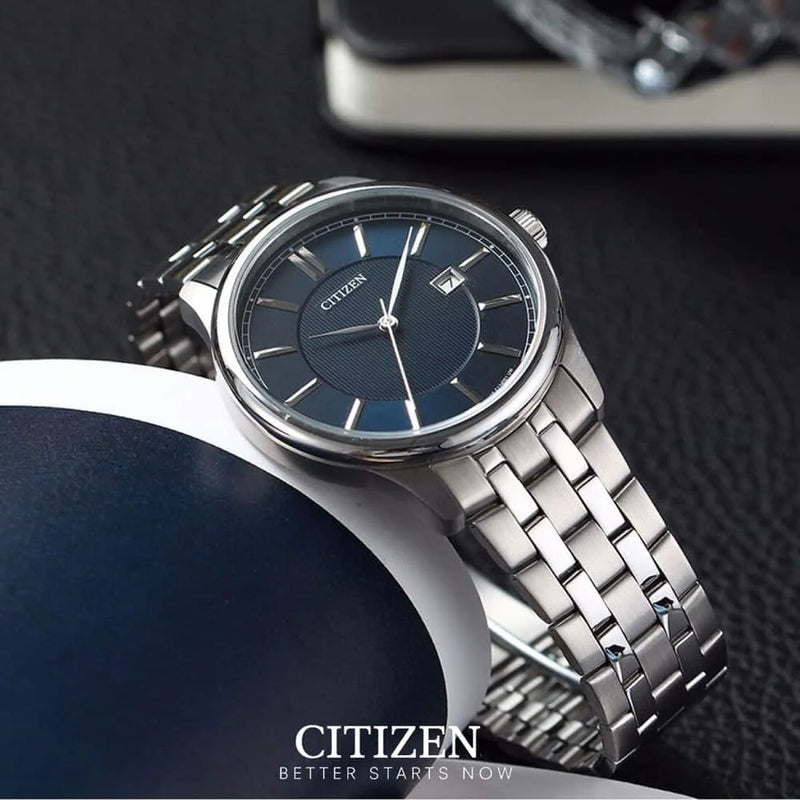 Citizen Men's Silver Watch, Black Dial | Bi1050-56l by i-watch