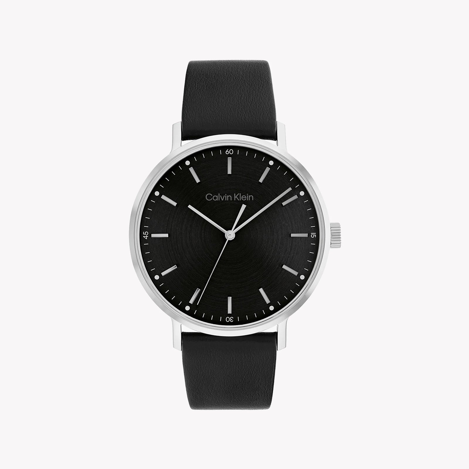 Ck Calvin Klein Men's Black Watch, Silver Leather Band | 25200050 by i-watch