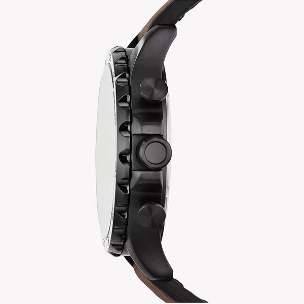 Fossil Men's Stainless Steel Watch, Black Dial, Brown Leather | Jr1487 by i-watch