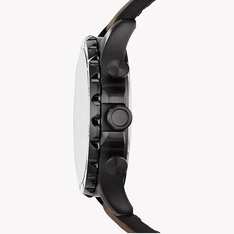 Fossil Men's Stainless Steel Watch, Black Dial, Brown Leather | Jr1487 by i-watch