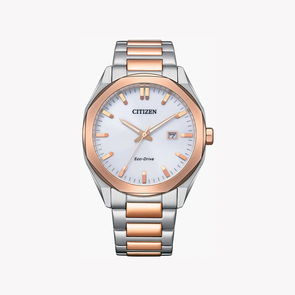 Citizen Men's Silver/Rose Gold Watch, White Dial | Bm7606-84a by i-watch