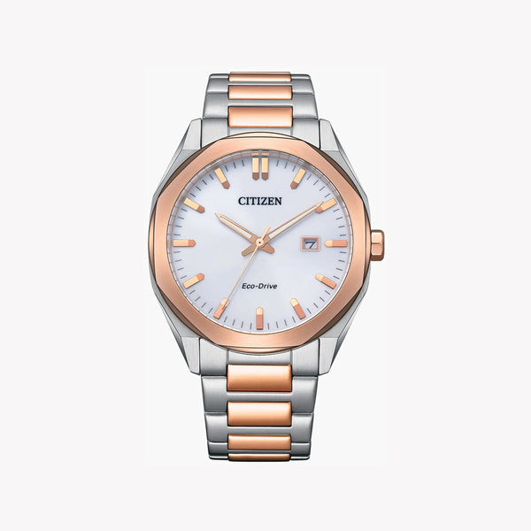 Citizen Men's Silver/Rose Gold Watch, White Dial | Bm7606-84a by i-watch