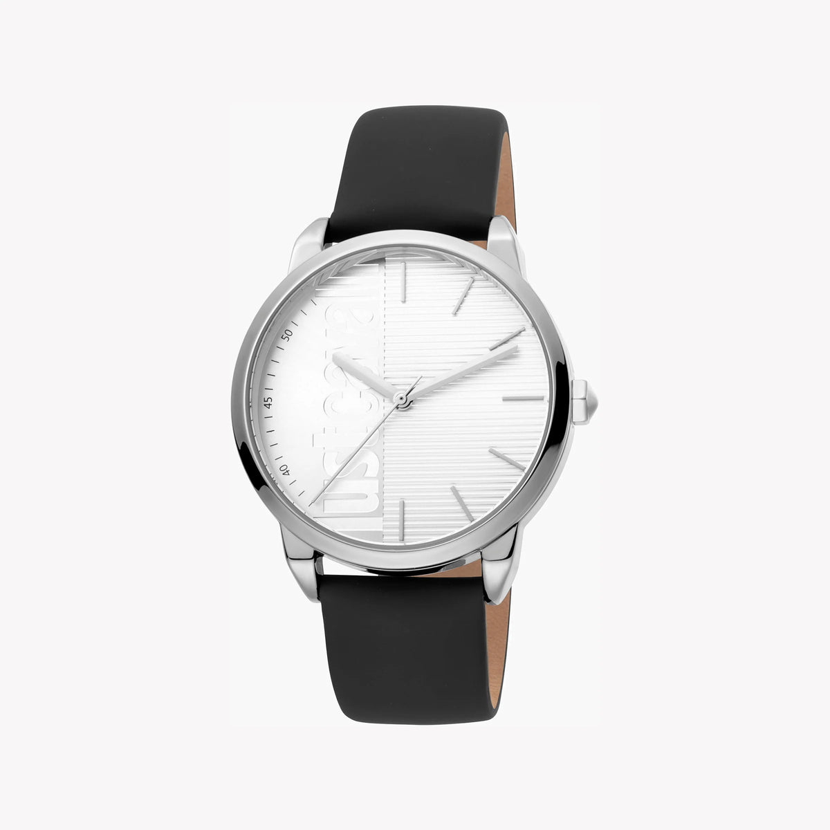 JUST CAVALLI JC1G079L0015 - ELEGANT MEN'S WATCH WITH SILVER DIAL & BLACK LEATHER BAND