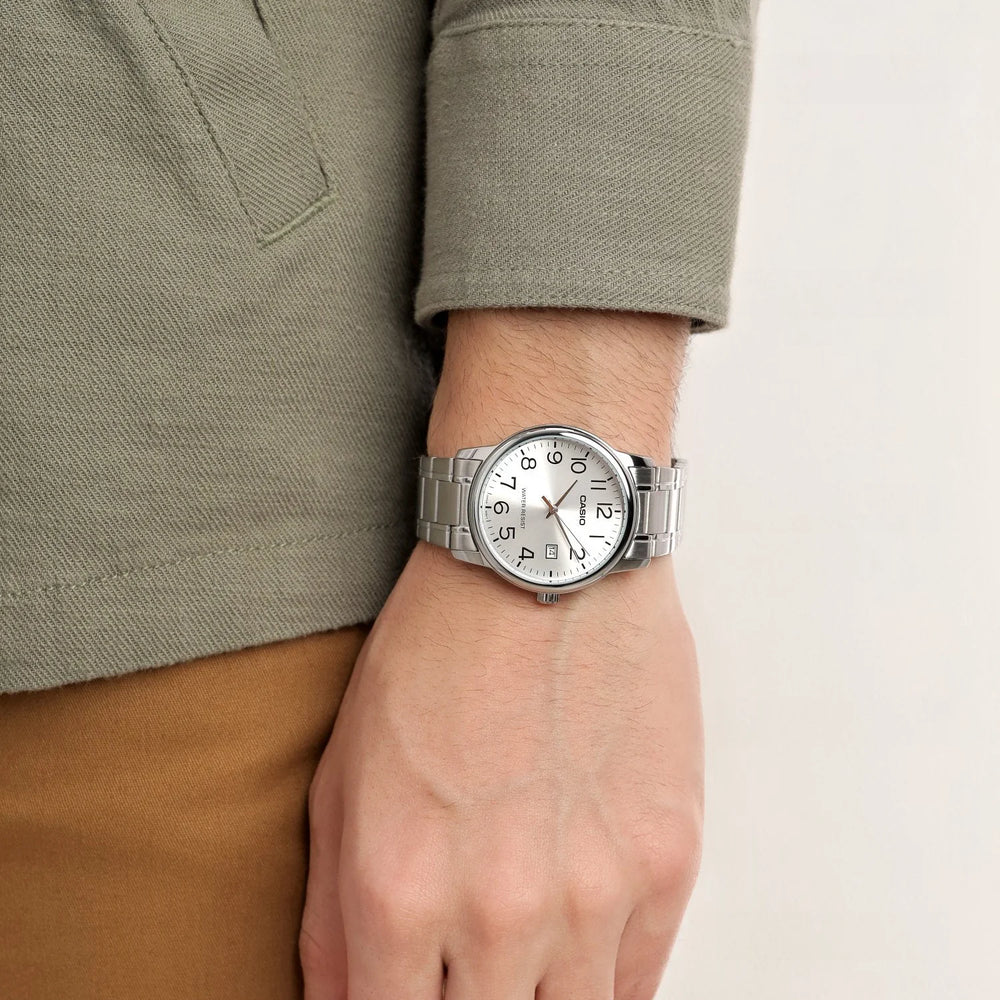 Casio Men's Stainless Steel Watch, Silver Dial | Mtp-V002d-7budf by i-watch
