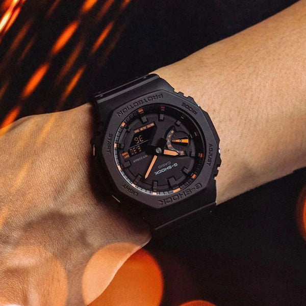 Casio G-Shock Ga-2100-1a4dr Oak - Bold Black Beauty Men's Watch With Carbon Core Guard And Vibrant Digital Display by i-watch