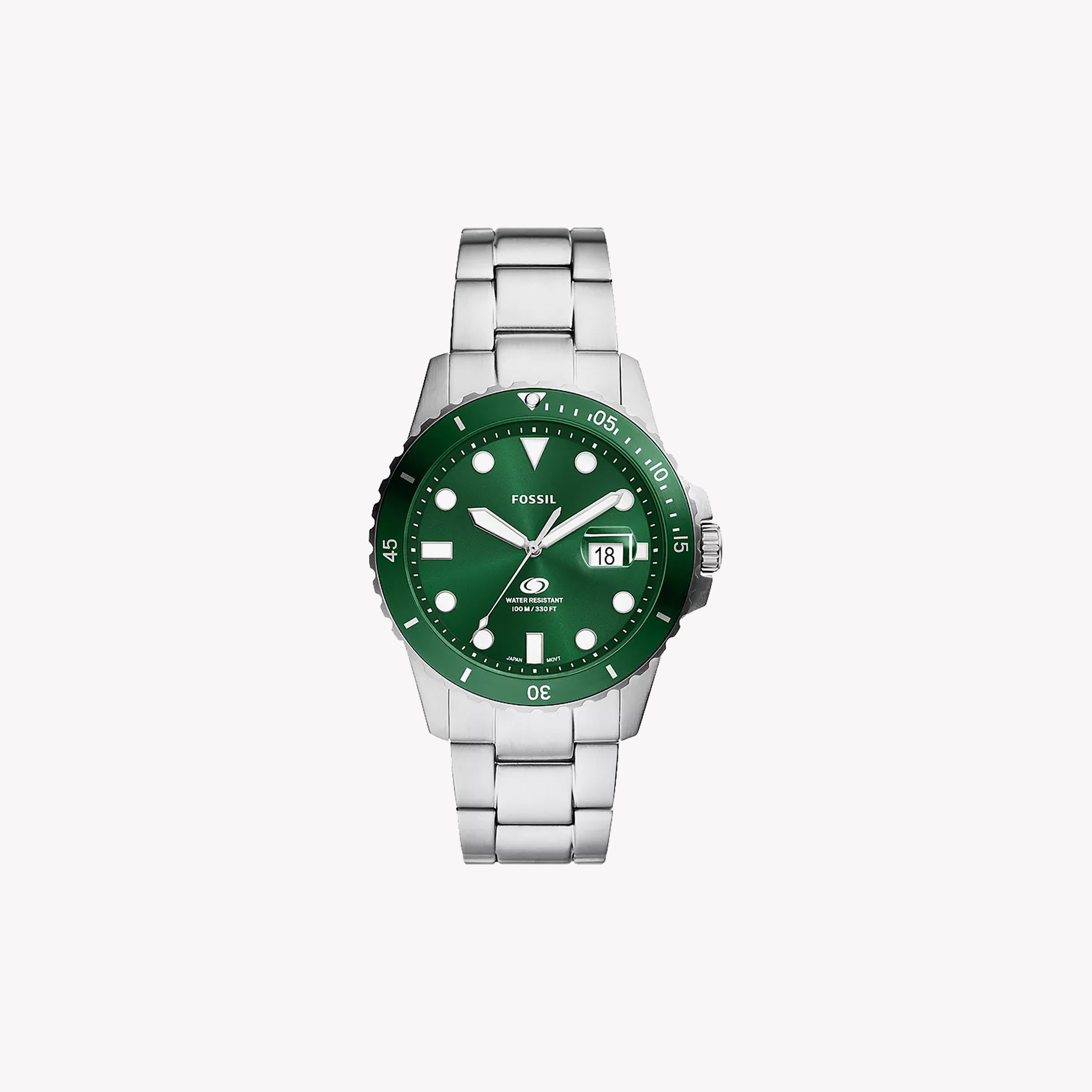 FOSSIL FS6033 ELEGANT TIMEPIECE - STYLISH GREEN DIAL MEN'S WATCH WITH STAINLESS STEEL STRAP