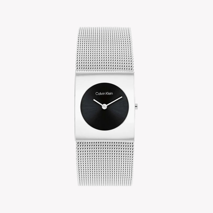 CK CALVIN KLEIN NOUVELLE COLLECTION - MONTRE POUR FEMME SIMPLICITÉ ÉLÉGANTE avec bracelet argenté et cadran noir