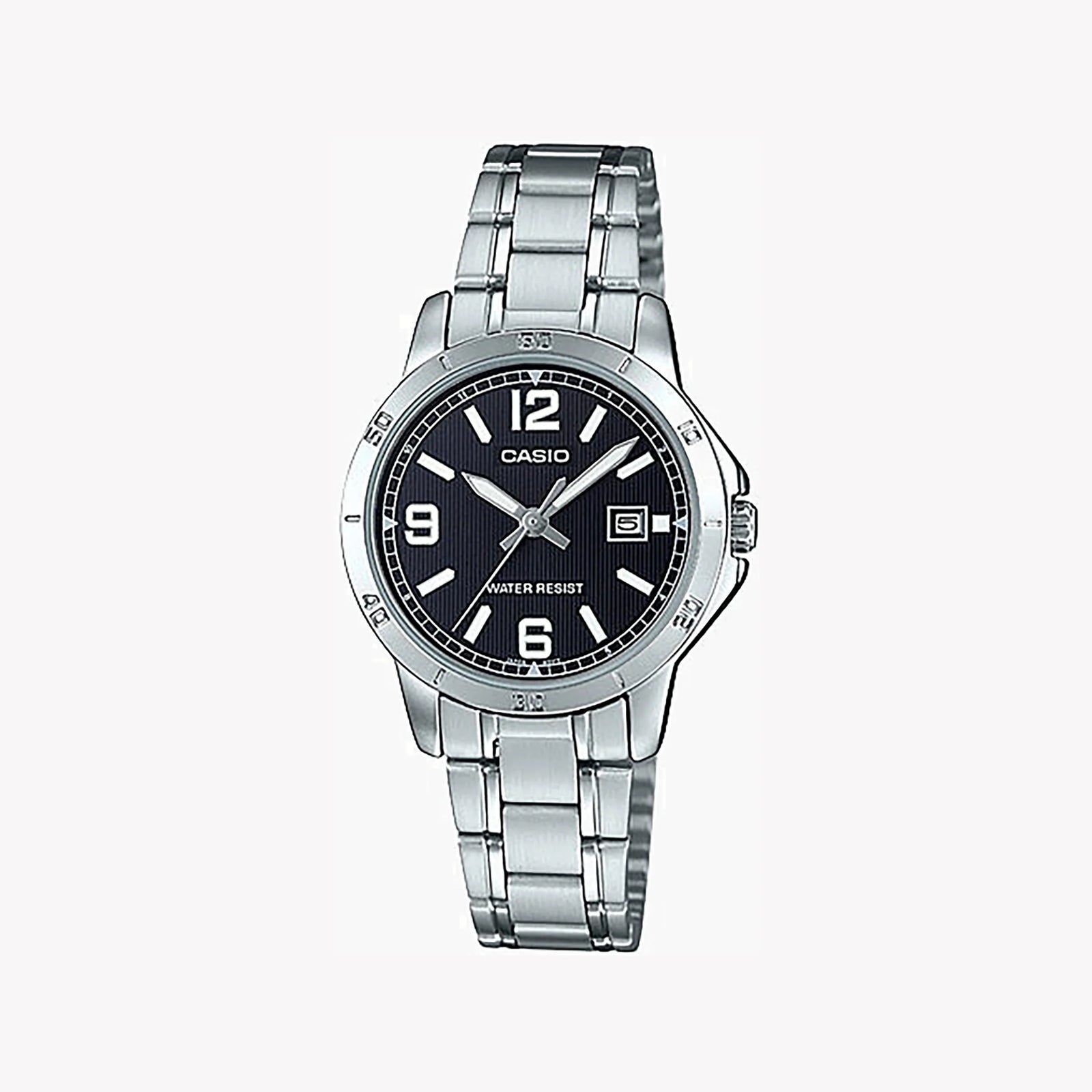 Casio Women's Silver Stainless Steel Watch, Black Dial | Ltp-V004d-1b2udf by i-watch