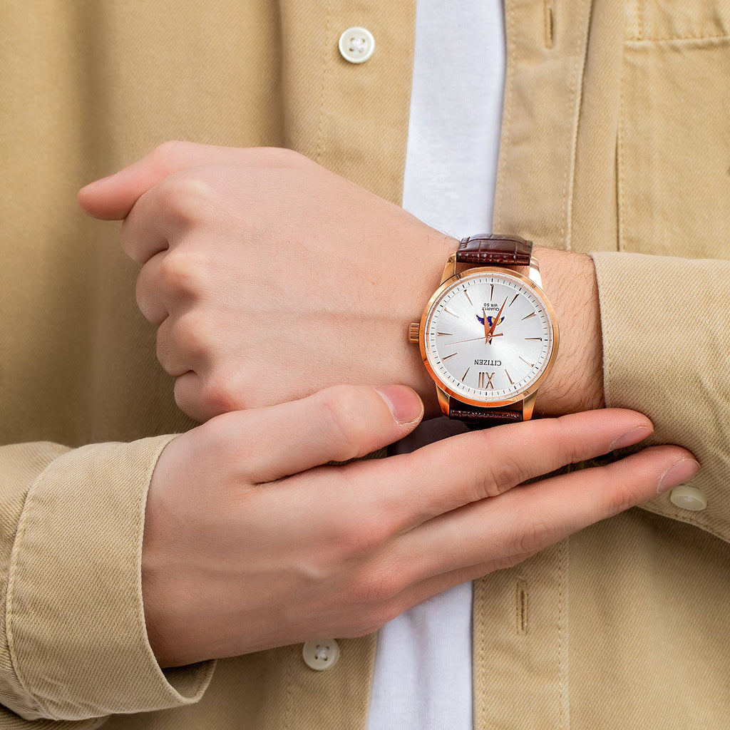 CITIZEN AK5003-05A ROSE GOLD ELEGANCE - MEN'S LEATHER MOONPHASE WATCH-i-Watch-2