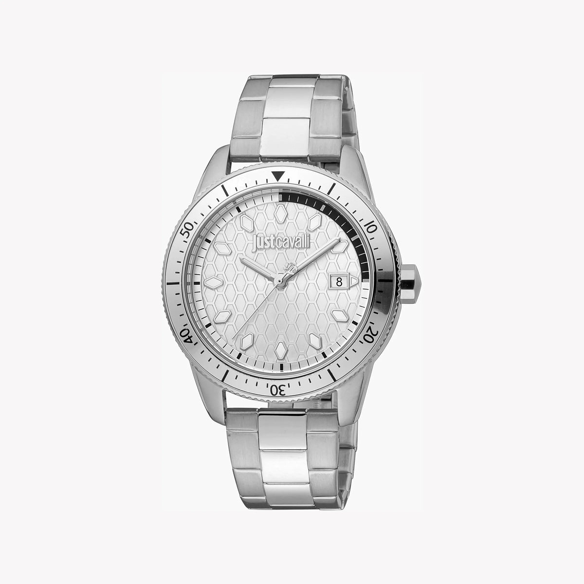 JUST CAVALLI JC1G179M0055 - ELEGANT SILVER STAINLESS STEEL MEN'S WATCH 42MM