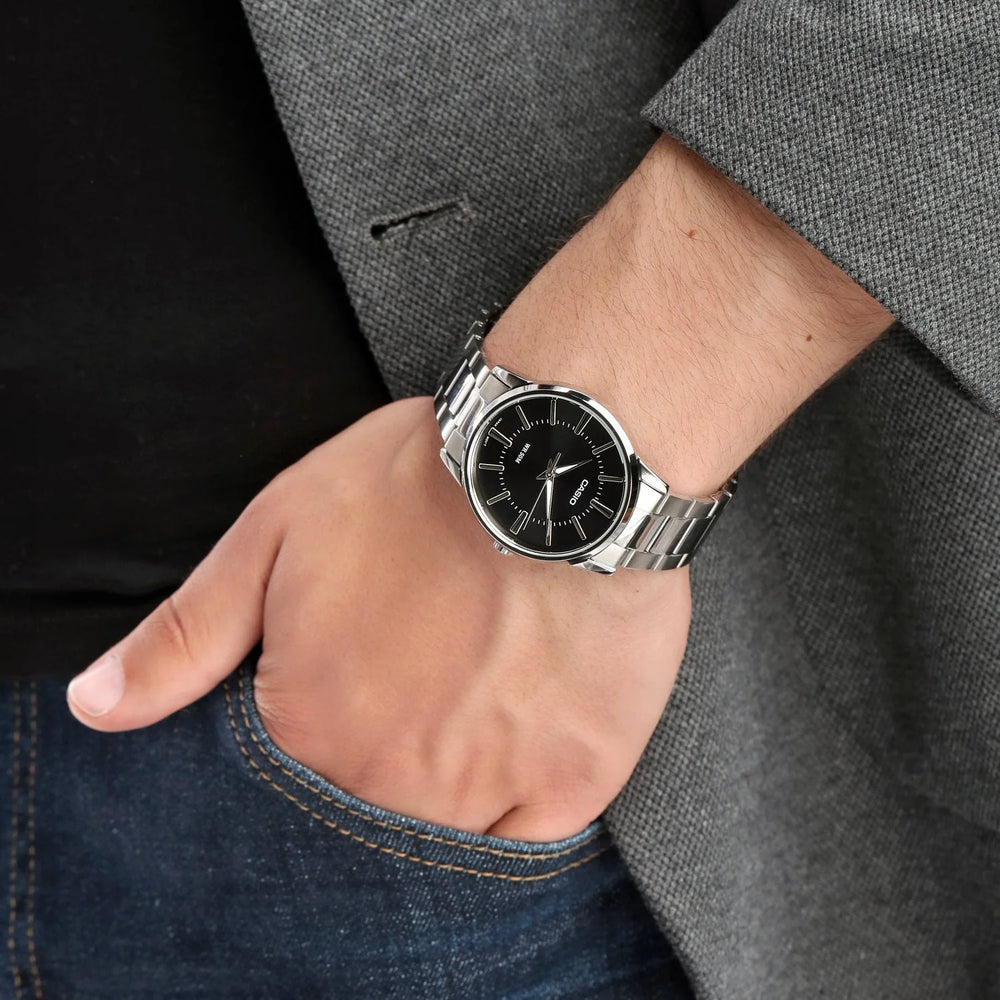 Casio Men's Silver Watch, Black Dial | Mtp-1303d-1avdf by i-watch