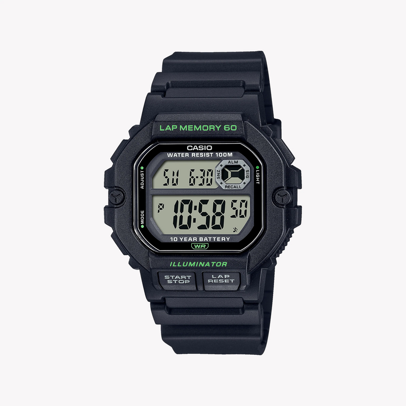 Casio Men's Black Resin Watch, Digital Display | Ws-1400h-1avdf by i-watch