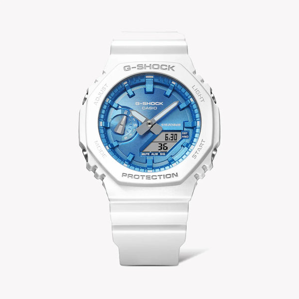 Casio Men's White Resin Watch, Blue Dial | Ga-2100ws-7aer by i-watch