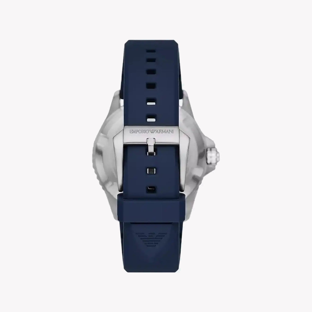 EMPORIO ARMANI AR11592 - TIMELESS STYLE MEETS MODERN PERFORMANCE Men's Watch with Silver Case and Blue Silicone Band-i-Watch-3