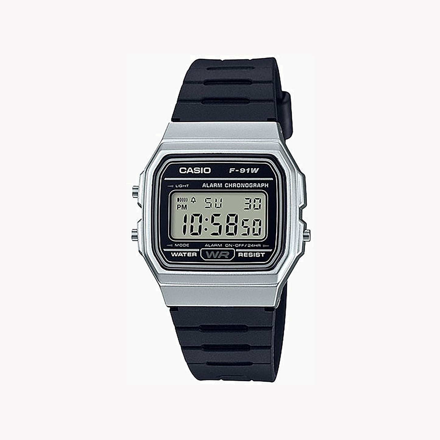 Casio F-91WM-7A Digitale silberne Unisex-Uhr